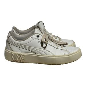 Puma Carina 2.0 Triple White Leather Sneakers Women's Size 7 Casual Low Top Shoe